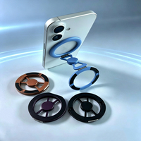 Support de téléphone magnétique 2-en-1 puissant, pliable et rotatif, avec anneau de maintien pour doigt, support mains libres pour bureau, pour smartphone