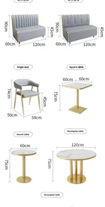 Canapé 2 places en cuir moderne pour restaurant, table à manger, ensemble de chaises, tabourets de table muraux pour café, thé au lait - Product Image 6