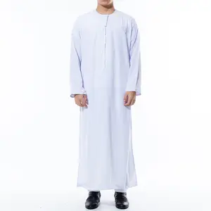Midden-Oosten Oman Thobe Moslim Heren Ronde Hals Islamitische Kleding Effen Kleur Arab Design Daffah Jurk Saudi Mode