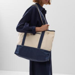 Borsa <span class=keywords><strong>Shopper</strong></span> in Tela con Chiusura a Bottoni, Design Personalizzato con Logo, per <span class=keywords><strong>Donna</strong></span>, con Tasche Interne ed Esterne - Product Image 1