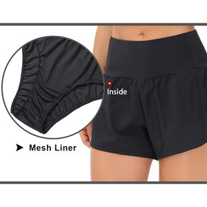 Shorts de course taille haute pour femmes, séchage rapide, shorts de sport avec doublure en mesh et poches zippées - Product Image 5