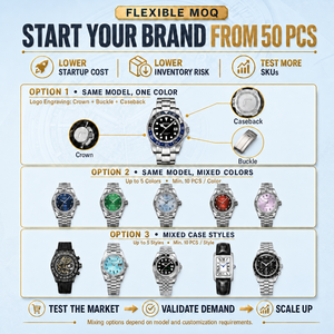 Montre personnalisée avec logo OEM, faible MOQ, luxe, mouvement automatique <span class=keywords><strong>NH35</strong></span>, mécanique, acier inoxydable 316L, montre-bracelet homme - Product Image 4