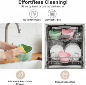 Tazón de Succión Antideslizante de Silicona sin BPA para Bebés y Niños Pequeños, con Cuchara de Madera, Divertido y para Uso Diario - Product Image 4