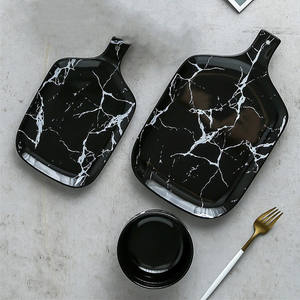 Ensemble d'assiettes en céramique assiette de service assiette à steak en porcelaine motif de marbre de style nordique de qualité alimentaire personnalisée pour <span class=keywords><strong>restaurant</strong></span> à usage domestique - Product Image 6