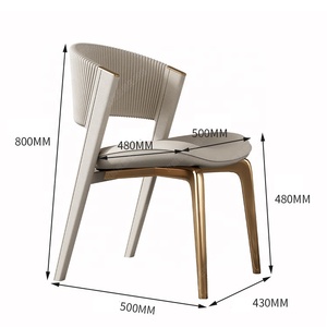 Juego de mesa de comedor de 4 sillas de lujo moderno de acero inoxidable con mechones de cuero en beige y blanco para hoteles, escuelas o parques - Product Image 5