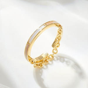 Stylish Natural Seashell <b>Open</b> <b>Ring</b> Adjustable Index Finger <b>Ring</b> Geometric Shape Channel Setting Jewelry Gift - Product Image 1