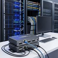 SIPU PoC HDMI USB KVM Extender 60m Melalui Kabel CAT5e/6 Tunggal 1080P Full HD dengan Loop-Out untuk Ruang Server Desktop Jarak Jauh
