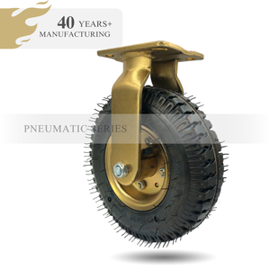 10 Zoll Hochleistungs-Gummi räder Starres drehbares festes Hochleistungs-Nachlauf-Pneumatik rad mit Bremse - Product Image 2