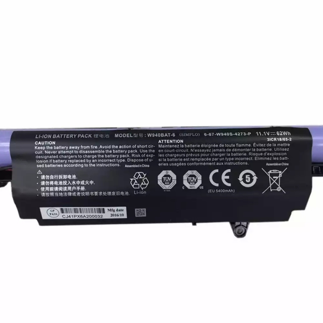 Replacement battery W940BAT-4 for Clevo laptop battery compatible for Clevo W94LS W940S W940BAT-4 W940BAT-3 W940BAT-6