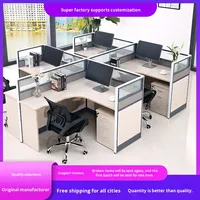 Ensemble de bureau et chaise de bureau avec écran de séparation en PVC, design moderne, bureau informatique quatre places
