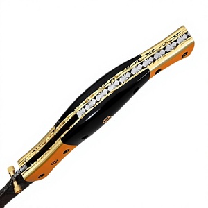 Cuchillo de caza plegable de acero de Damasco con hoja de punta caída, mango personalizado y pomo para el pulgar, utensilio de exterior - Product Image 3