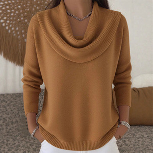 Pull à manches longues de couleur unie pour femme, coupe ample, style coréen, automne-hiver, S M L XL XXL 3XL - Product Image 2