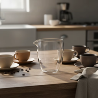 Tasse à café en verre borosilicate soufflé à la main, résistant à la chaleur, transparente, avec bec pointu