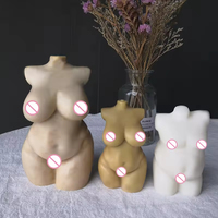 Molde de Silicona 3D J13 NUEVO para Torso de Hombre Gordo Desnudo, Molde para Velas con Figura Femenina Curvilínea Desnuda con Lazo Rosa