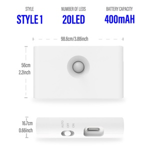 Lampe de nuit à induction LED sans fil avec charge USB et détection de présence humaine - Product Image 2