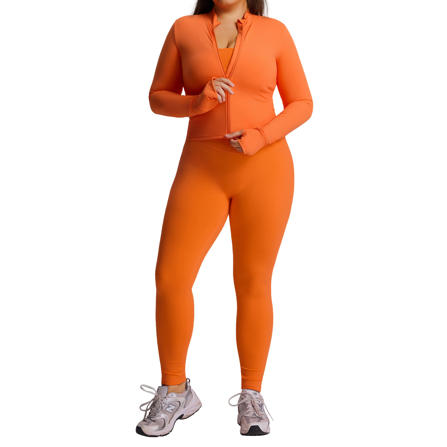 Cross-border New Quick-drying Wrinkle-resistant Solid Spandex/Nylon Sportswear Women's High Elastic Plus Size Three-piece Yoga