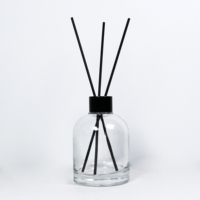 Bouteille en verre transparente ronde vide de 100 ml et 200 ml pour diffuseur de parfum d'ambiance et d'aromathérapie avec bouchon