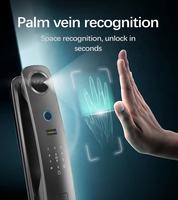 Vente directe d'usine, interphone visuel 3D entièrement automatique avec reconnaissance faciale et empreintes digitales, serrure intelligente en aluminium, WiFi