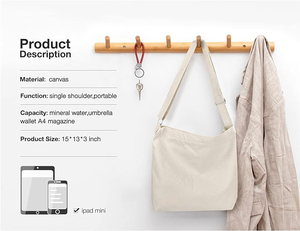 Sac fourre-tout en toile de haute qualité à bandoulière unique et multi-poches pour étudiants, idéal pour le travail, les voyages et l'école - Collection Femme - Product Image 3