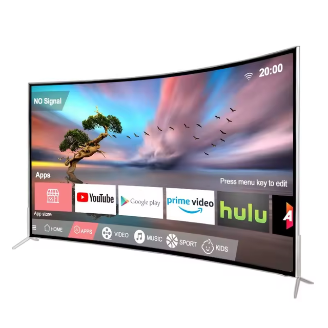 Wholesale LED TV Curved Screen 55 Inch Metal Frame Smart Android LCD TV Ultra HD 4K Smart Television 43 50 65 75 Inch for Option