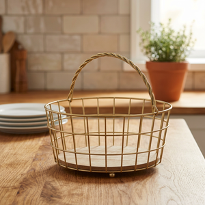 Round Metal Storage <b>Basket</b> Minimalist Design for <b>Kitchen</b> Organization Durable Welded Wire Mesh - Product Image 2