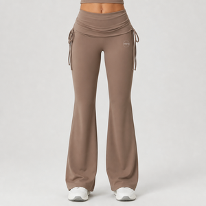 Conjunto Deportivo Personalizado Charlo para Mujer, Pantalones de Yoga con Corte Acampanado, Top Halter, Ropa Deportiva, Fitness, Venta al Por Mayor, REACH GCC - Product Image 3