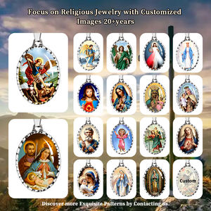 GIVELUCK 타원형 스테인레스 스틸 18K 금도금 스파클링 세인트 파드레 피오 펜던트 사용자 정의 낙인 묵주 디자인 가톨릭 고백 - Product Image 5