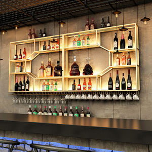 Giá để rượu treo tường hiện đại bằng sắt và gỗ, đèn LED tùy chỉnh, kiểu dáng thanh lịch, dùng cho nhà ở - Product Image 6