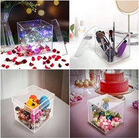 Boîte de présentation en acrylique transparente avec couvercle, boîte de rangement anti-poussière en plastique pour comptoir, pour objets de collection, jouets, fêtes, maquillage et cadeaux