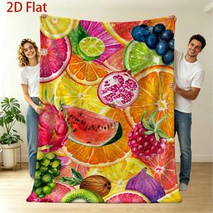Couverture en flanelle à motifs fruités, couverture de sieste réversible, douillette et chaude pour l'hiver, impression personnalisée, vente en gros - Product Image 2