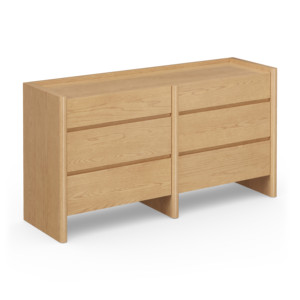 <span class=keywords><strong>Commode</strong></span> <span class=keywords><strong>scandinave</strong></span> en chêne naturel à <span class=keywords><strong>6</strong></span> <span class=keywords><strong>tiroirs</strong></span>, panneau latéral arrondi, <span class=keywords><strong>commode</strong></span> minimaliste, meuble de rangement sans poignées pour chambre à coucher - Product Image 3