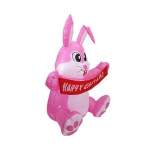 Easter Inflatable Bunny with LED Lights - Waterproof Outdoor Decorations Blow up pink Cartoon Rabbit Yard Decor for Garden - Product Image 2