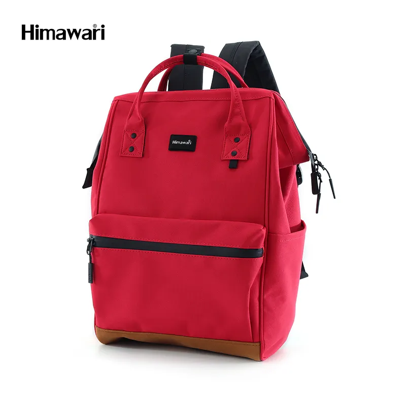 हिमावरी 2024 नया डिज़ाइन 124 # किशोर स्कूल बैग लाल वॉटरप्रूफ जिपर पॉलिएस्टर बैकपैक लैपटॉप बैग यूएसबी चार्जिंग पोर्ट के साथ