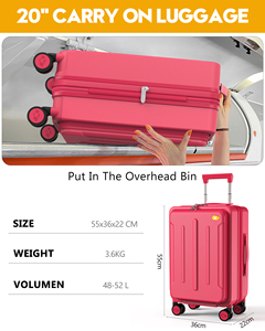 Valise MGB moderne à roulettes, légère, ouverture frontale, 20 pouces, avec port USB, extensible, coque rigide en PC, pour <span class=keywords><strong>cabine</strong></span>, aéroport, affaires - Product Image 3