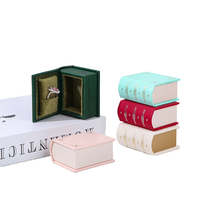 Scatole Portagioie in Pelle a Forma di Libro, Nuovo Design Mini Rettangolare per Anelli Nuziali, Confezione Vintage per Collane, Ideale come Regalo