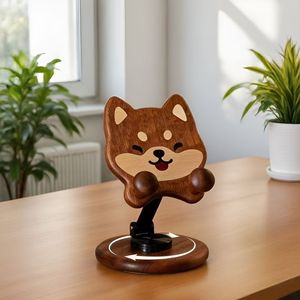 Support de téléphone en bois, support créatif en forme de chat porte-bonheur, rangement de livres de bureau, serre-livres en bois de noyer noir. - Product Image 1