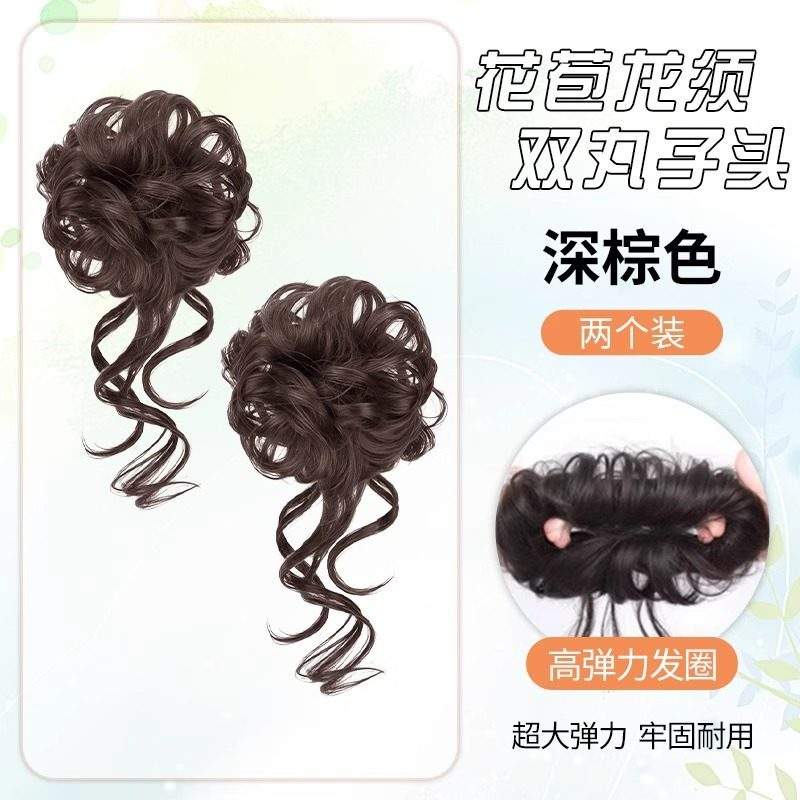 มังกรจอมซน ทรงผมสองมวย [สีน้ำตาลเข้ม] - 1 คู่