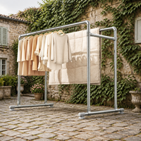 Porte-vêtements autoportant en métal à double barre pour intérieur, séchoir à linge domestique