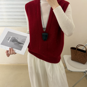 Gilet coréen personnalisé pour femmes, col en V, tricoté, <span class=keywords><strong>pull</strong></span> torsadé à câble, <span class=keywords><strong>pull</strong></span> sans manches, gilet, haut en laine pour l'automne et l'hiver - Product Image 4