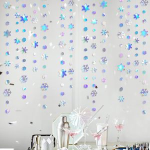 Décorations de Noël en forme de flocons de neige en <span class=keywords><strong>papier</strong></span> colorés, thème hiver, pour fête, présentoir de pendentifs flocons de neige - Product Image 5