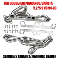 Collecteur d'échappement en acier inoxydable pour Dodge Dakota,Ram 1500, 2500, 3500 Pickup, 5.2, 5.9L, paire