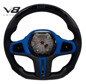 Volant de direction en fibre de carbone véritable personnalisé de style <span class=keywords><strong>sport</strong></span> racing pour les séries 1, 2, 3, 4, F40, F44, G20, G22, M2, M3, M4, accessoires de voiture V8carbon - Product Image 5
