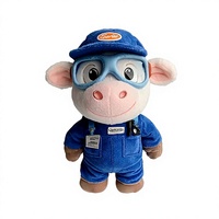 Peluche vache personnalisée en uniforme avec lunettes, fabricant OEM de jouets en peluche, spécialisé dans la conception de personnages originaux, échantillonnage en nylon