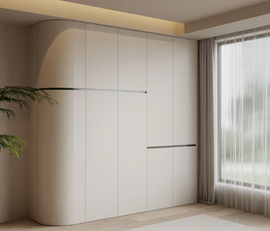 Armario Esquinero Moderno en Forma de L Personalizado con Pared de Vidrio y Madera, Instalación en el Suelo para Almacenamiento en el Dormitorio - Product Image 1