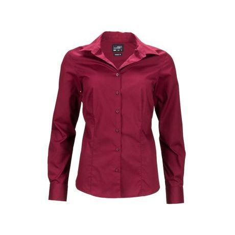 Ladies' Long-Sleeved Business Shirt Durable Blended Silk Knitted Fabric Embroidered Logo Classic Striped Pattern XL Size Loose