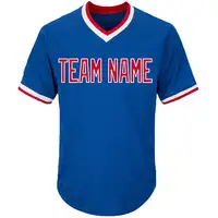 Men's Custom Polyester Sublimated Embroidery Logo Pull Over V Neck Baseball T Shirt Jersey