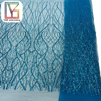 Tissu en dentelle de tulle perlé fait main de luxe doré, avec perles et sequins haute densité, pour robe de mariée