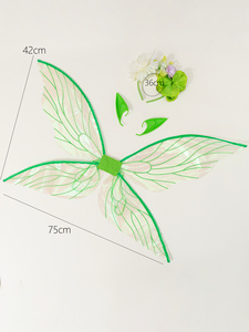 Decora oggetti di scena fata, retro farfalla verde trasparente, ornamenti ala principessa e bambina per bambini - Product Image 5