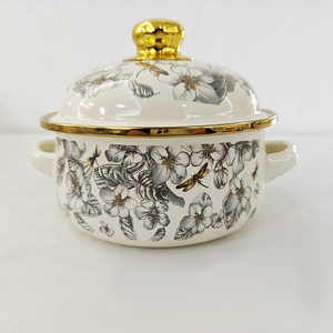 5 pièces émail casserole pleine fleurs émail couvercle or Grim vente chaude 16/18/<span class=keywords><strong>20</strong></span>/22/24 <span class=keywords><strong>cm</strong></span> 2024 nouveaux modèles - Product Image 3