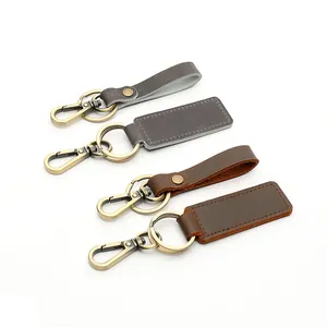 Personalized Custom Soft Genuine Leather Keychain Blank Engraved Logo Bronze Key Ring